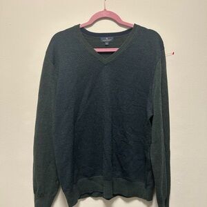 Brooks Brothers Green V-Neck Sweater Classic Knit